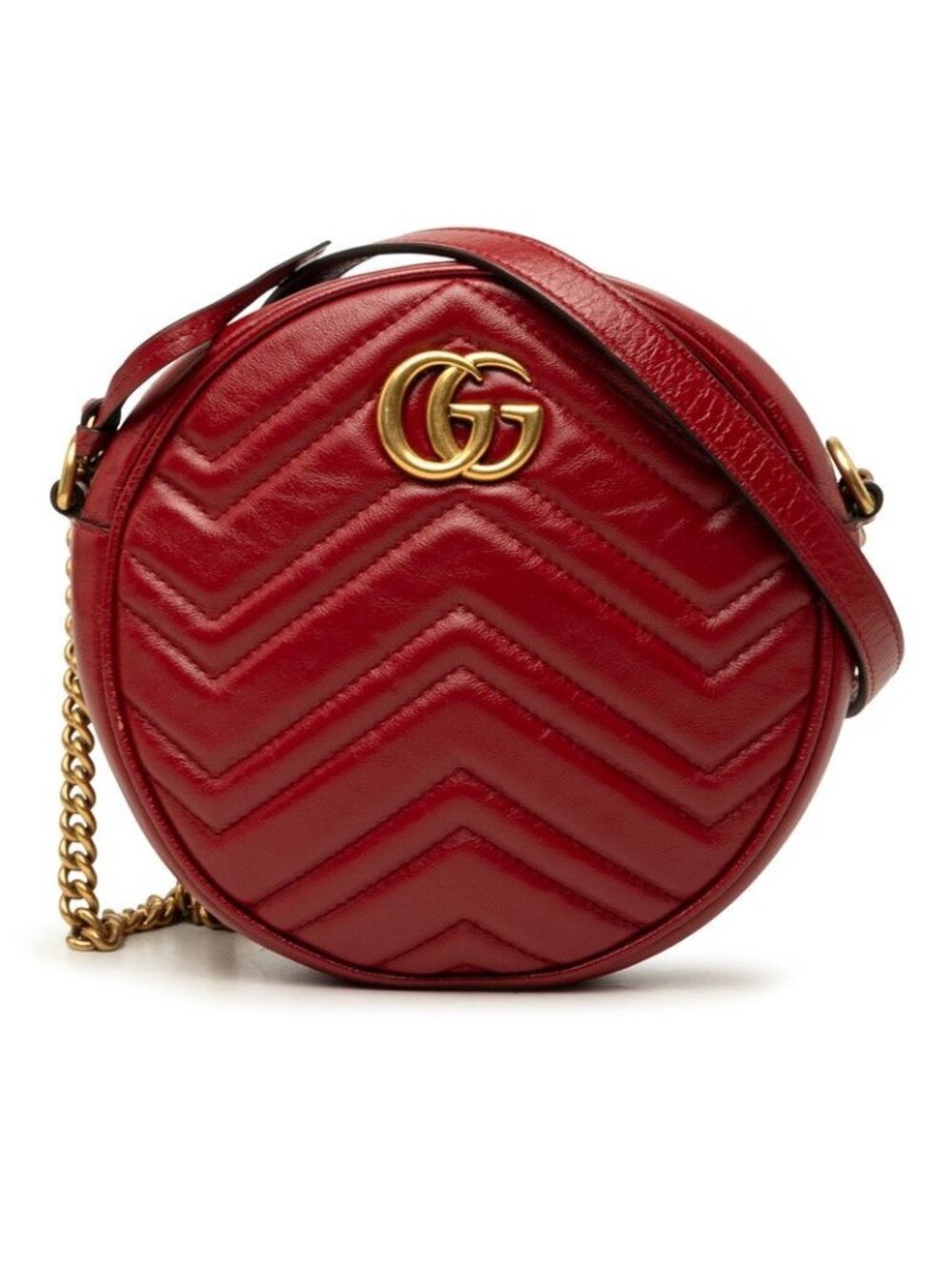 Gucci GG Marmont Chain Shoulder Bag Red Leather